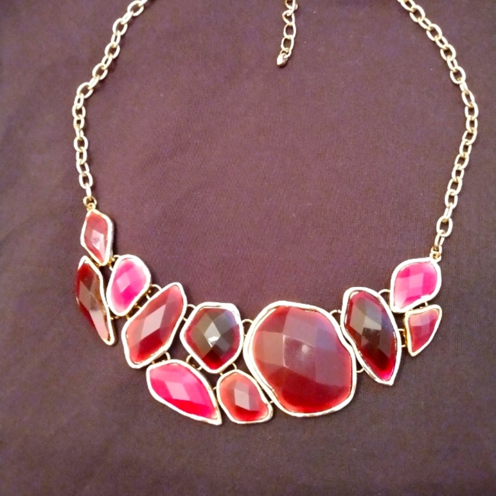 Dark/lighter rose adjustable abstract necklace